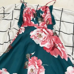 A cute floral green graduation dress.